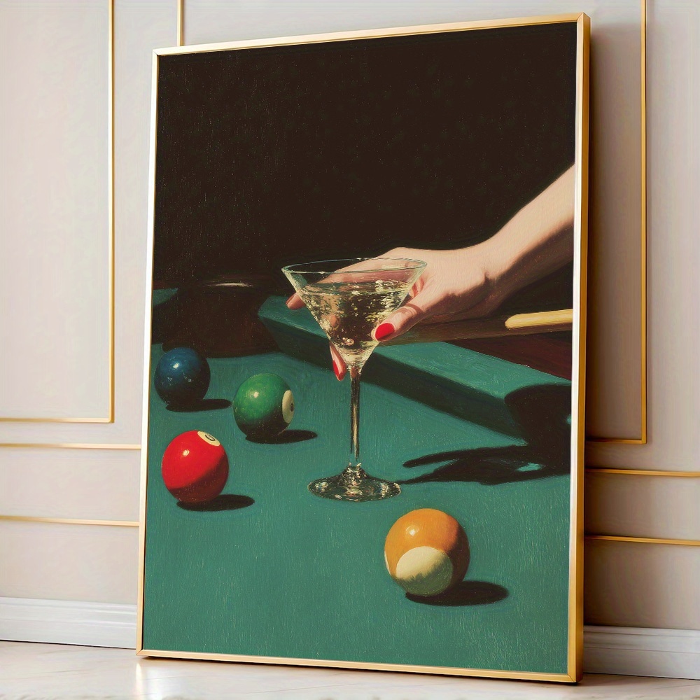 Home Office Youtube - 1pc Vintage Billiards Cocktail Poster, Frameless
