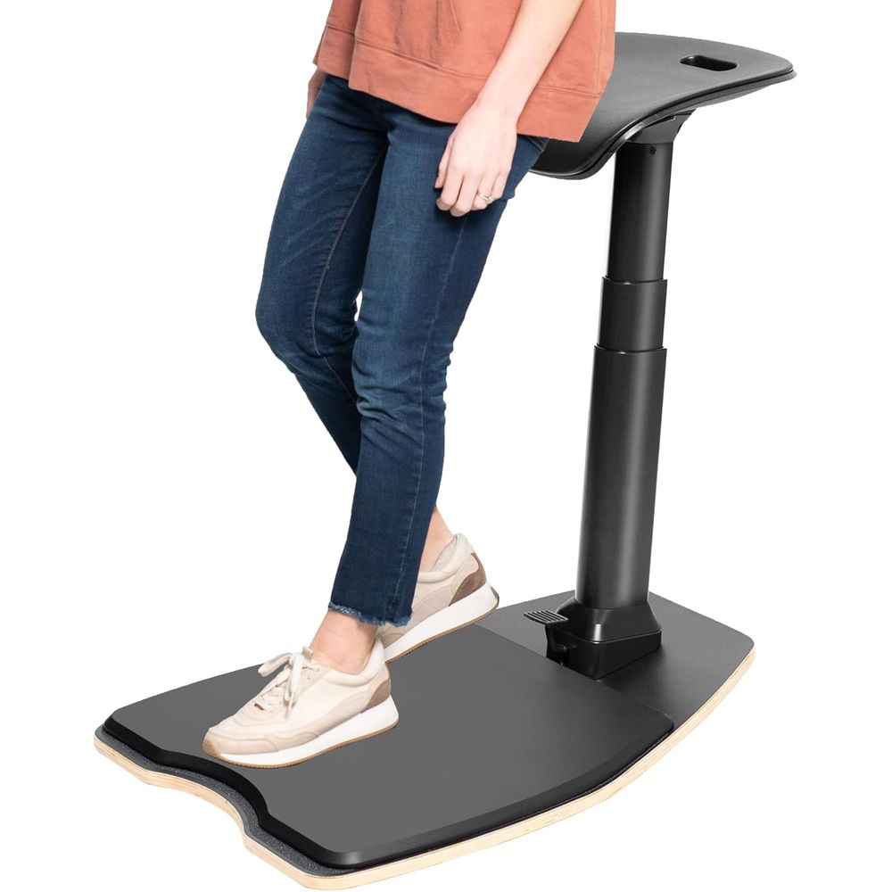Home Office Desk - Anti-Fatigue Mat Leaning Perch Chair, Adjustable