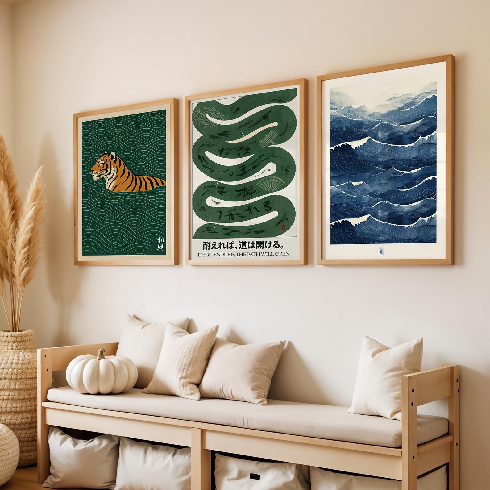Home Office Japandi - 3pcs/set Japanese Canvas Wall Art Poster