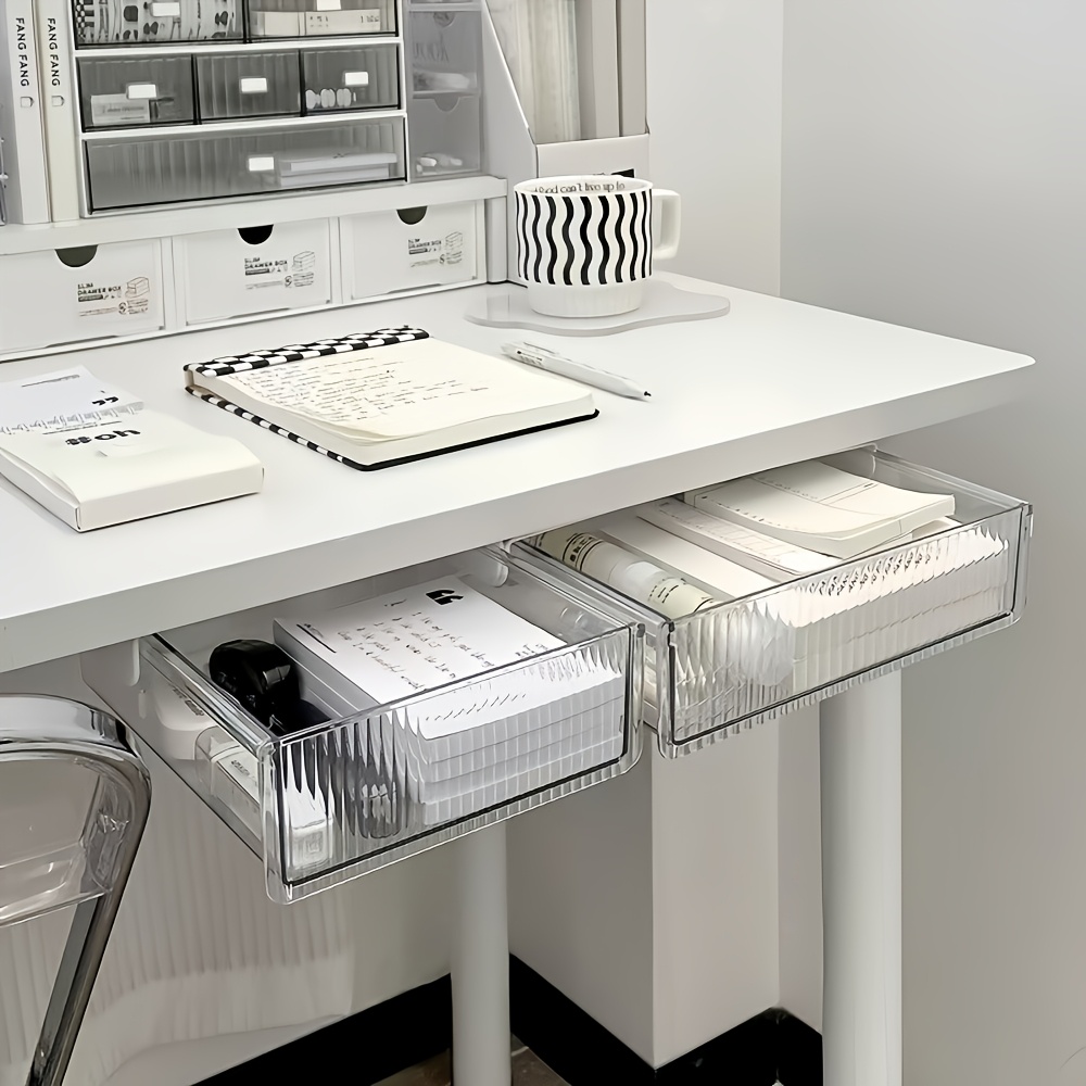 Home Office Freelancer - 1pc Under Desk Clear Drawer Organizer,
