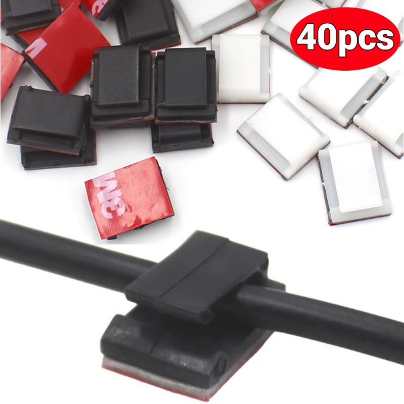 Cable Management Box - 40/10Pcs Self-adhesive Car Cable Clips Cable