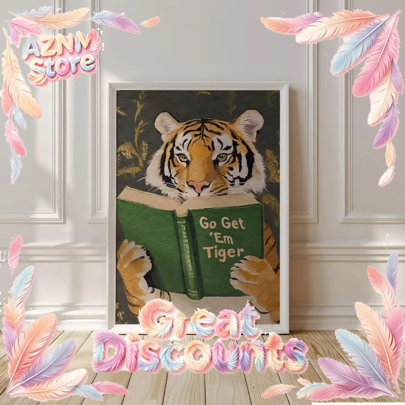 Home Office Library - Humorous Bookworm Wall Art Decor for