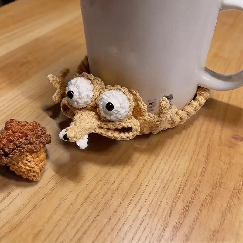 Home Office Jobs - Handmade Crochet Squirrel Coaster Cute Knit