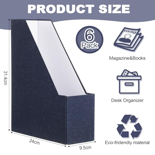 Home Office Library - Six Blue Foldable Cardboard Magazine Holders
