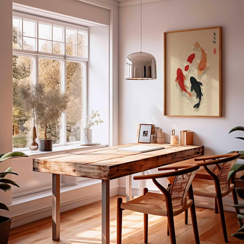 1pc Japanese Koi Fish Poster,  – Home Office Japandi recenzja i cena