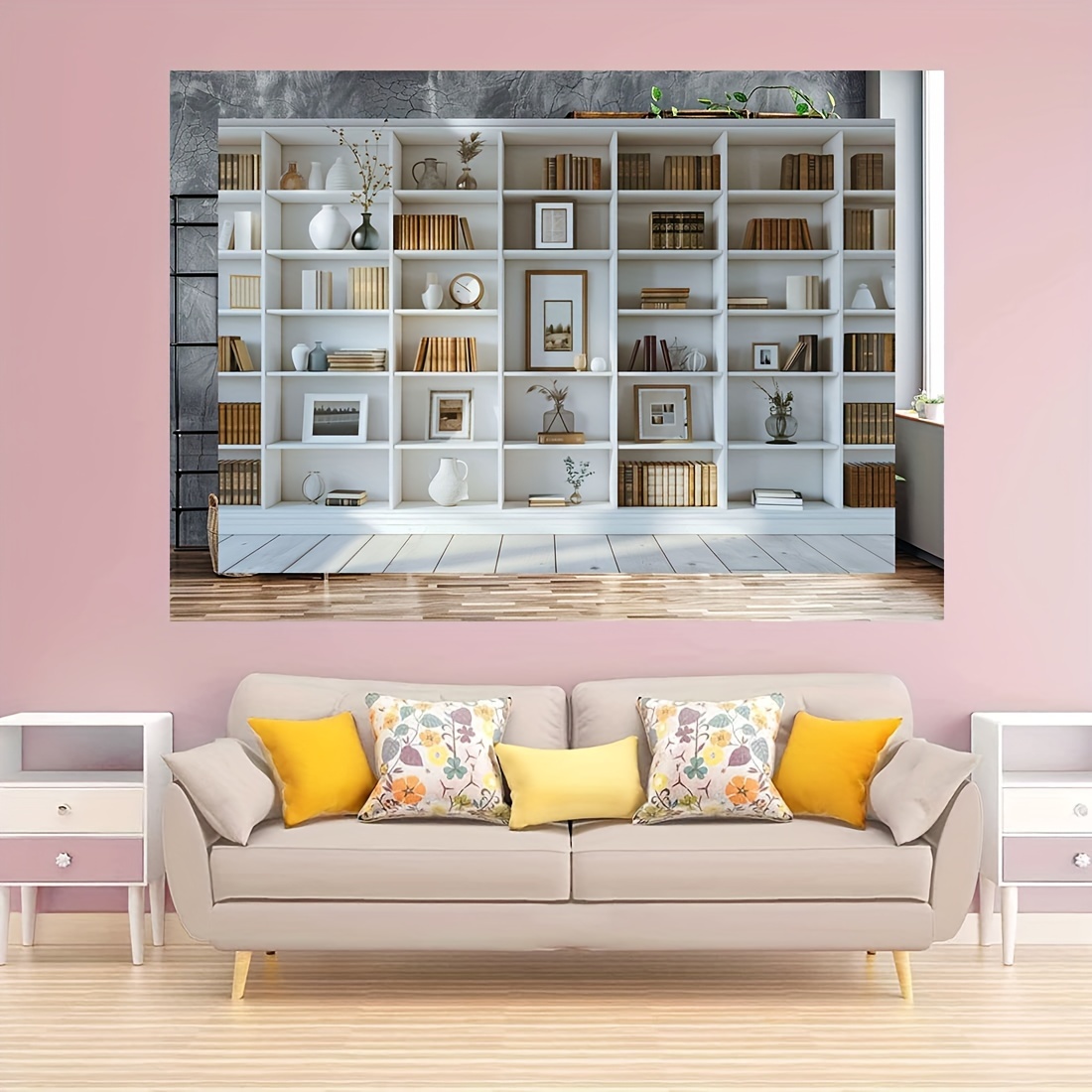 1pc White Bookshelf background – Home Office Zoom Background Free recenzja i cena