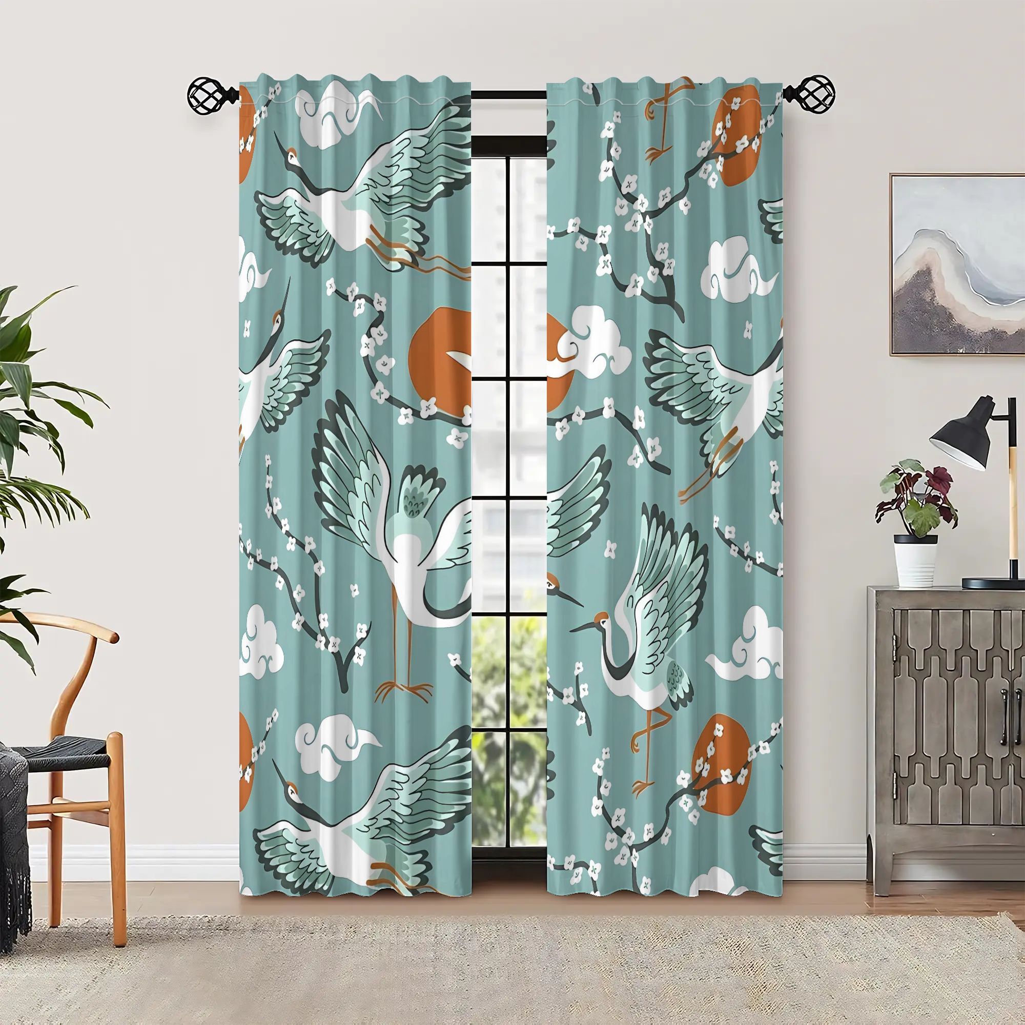 Elegant Teal Watercolor Bird C – Home Office Japandi recenzja i cena