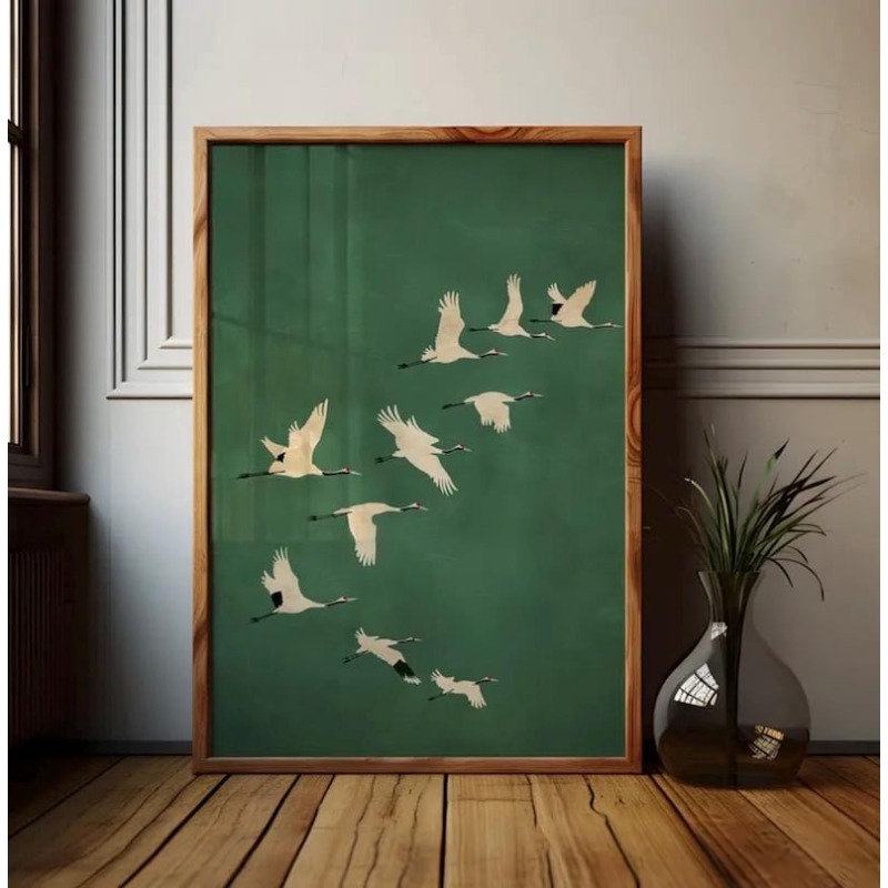 1pc Japandi Crane Vintage Love – Home Office Japandi recenzja i cena