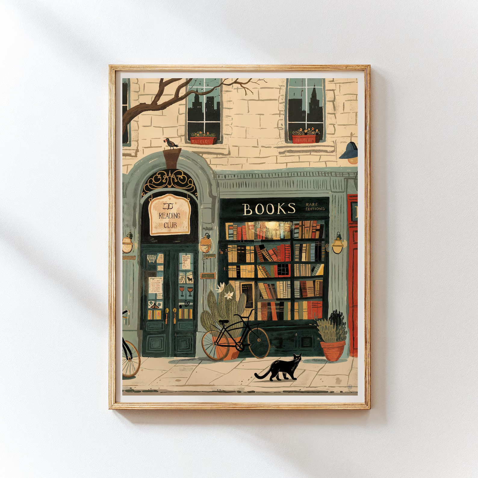 Bookstore Art Print, Cozy Book – Home Office Library recenzja i cena