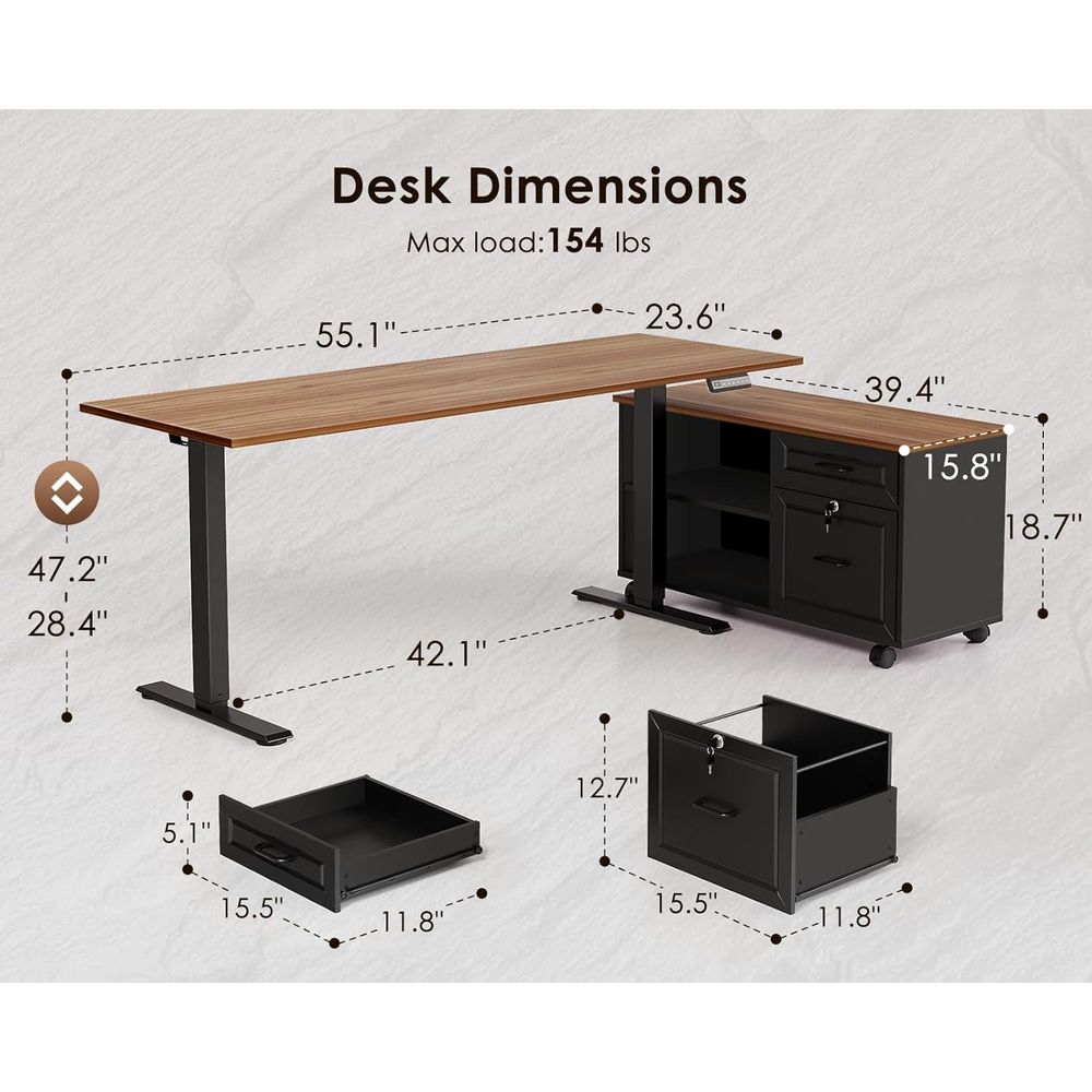 55 Inch L Shaped Electric Stan – Standing Desk Electric recenzja i cena