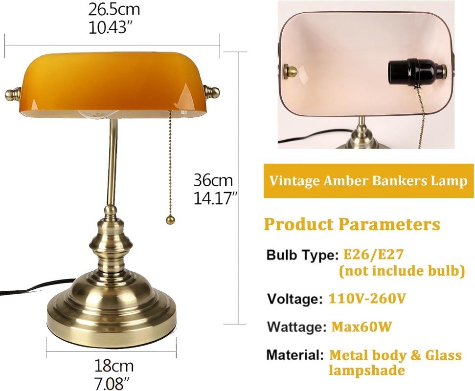 FIRVRE Bankers Desk Lamp with  – Home Office Library recenzja i cena