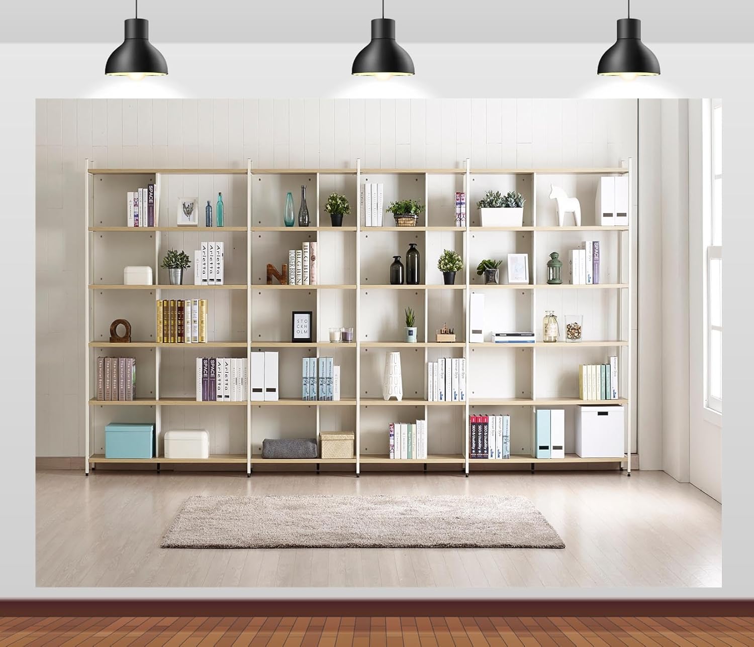 Bookshelf Photography Backdrop – Home Office Zoom Background Free recenzja i cena