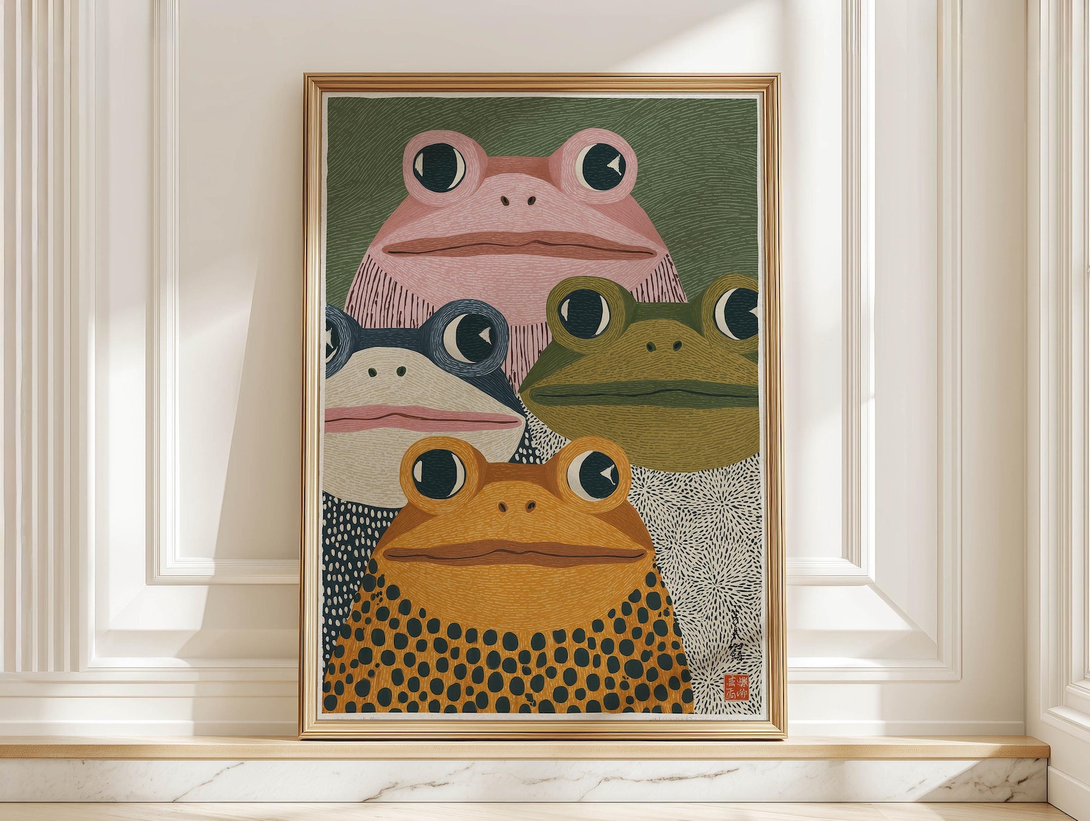 Modern Japanese Frog Art Print – Home Office Japandi recenzja i cena