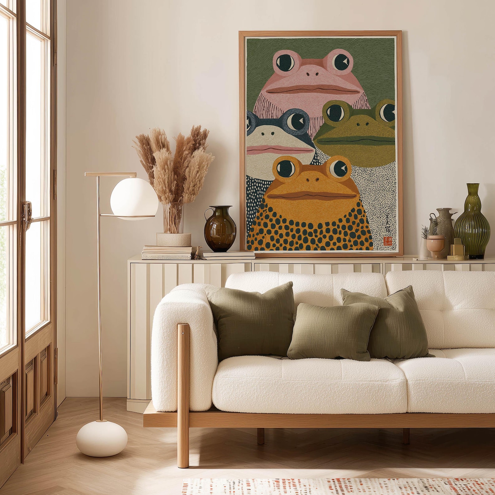 Modern Japanese Frog Art Print – Home Office Japandi recenzja i cena