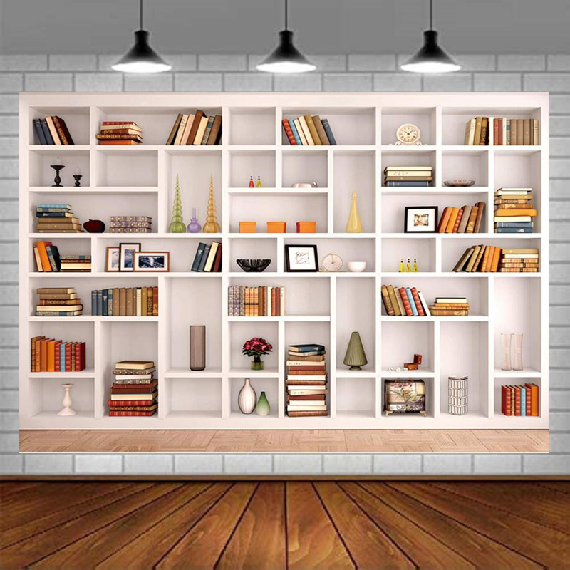 White Bookshelf Photography Ba – Home Office Zoom Background Free recenzja i cena