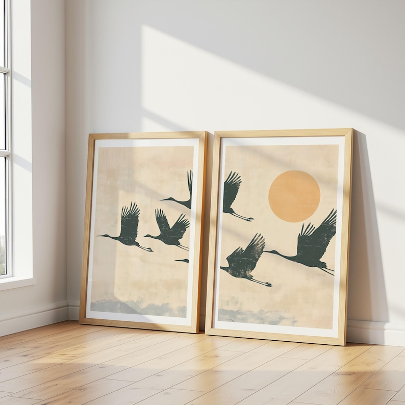 2pcs Japandi Flying Cranes Wal – Home Office Japandi recenzja i cena