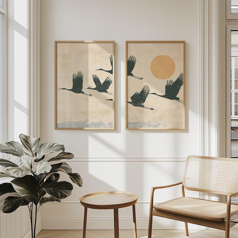 2pcs Japandi Flying Cranes Wal – Home Office Japandi recenzja i cena
