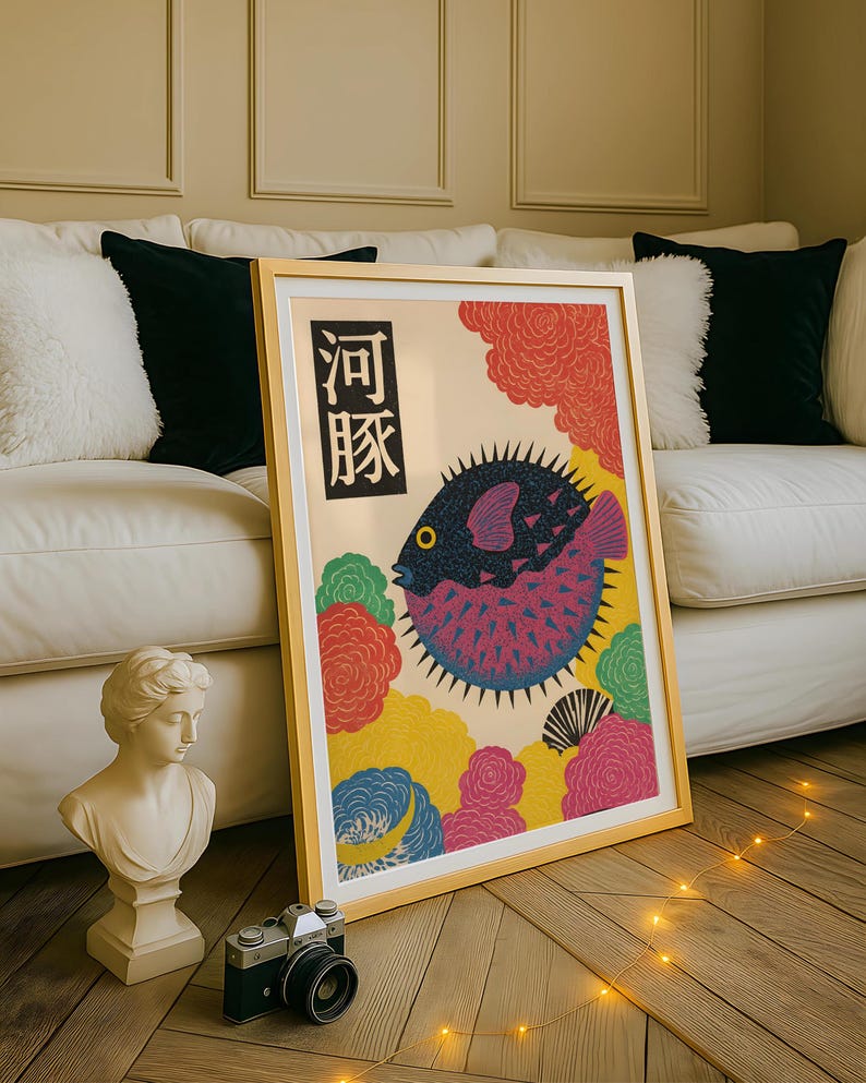 Japanese Puffer Fish Canvas Wa – Home Office Japandi recenzja i cena
