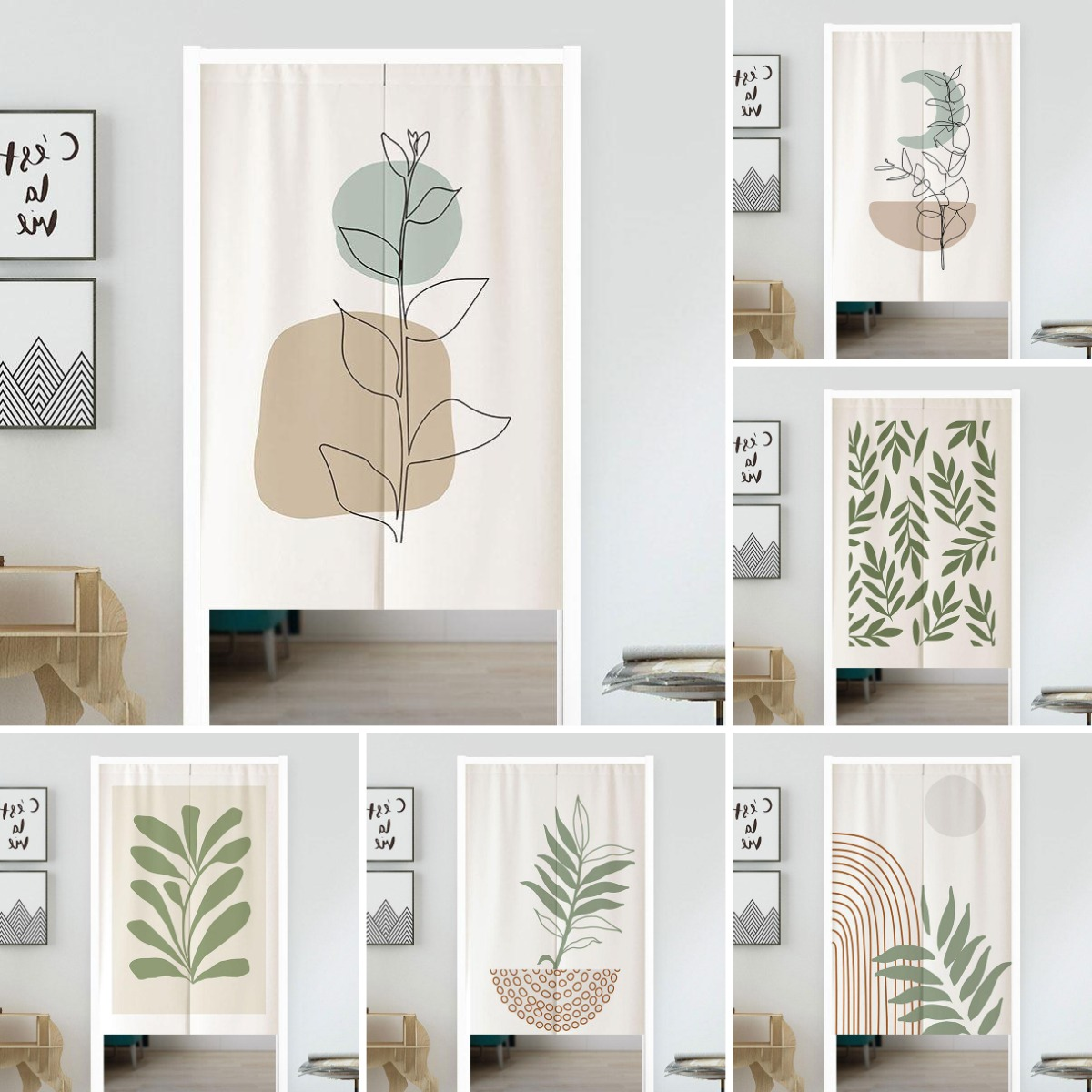 VIKAMA Boho Green Leaf Print N – Home Office Japandi recenzja i cena